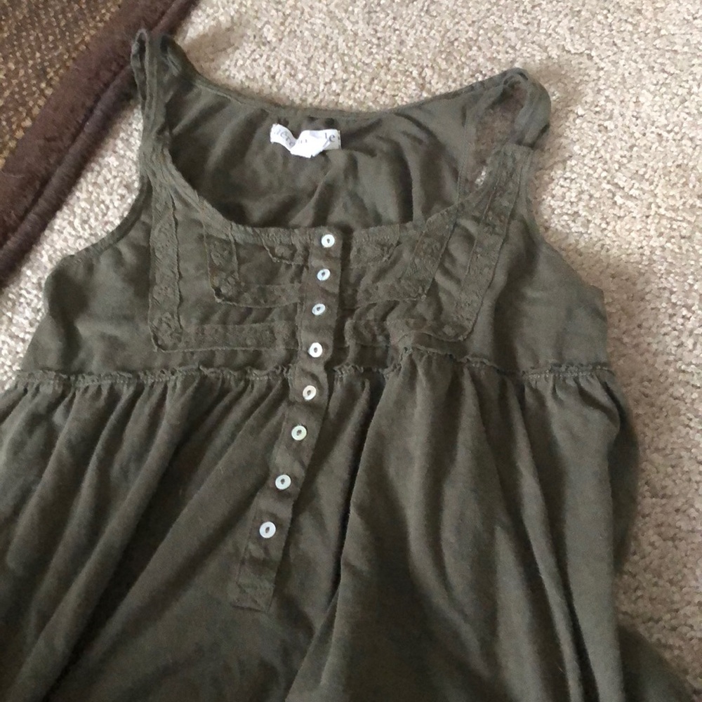 Dark Green Sleeveless Buttoned Top